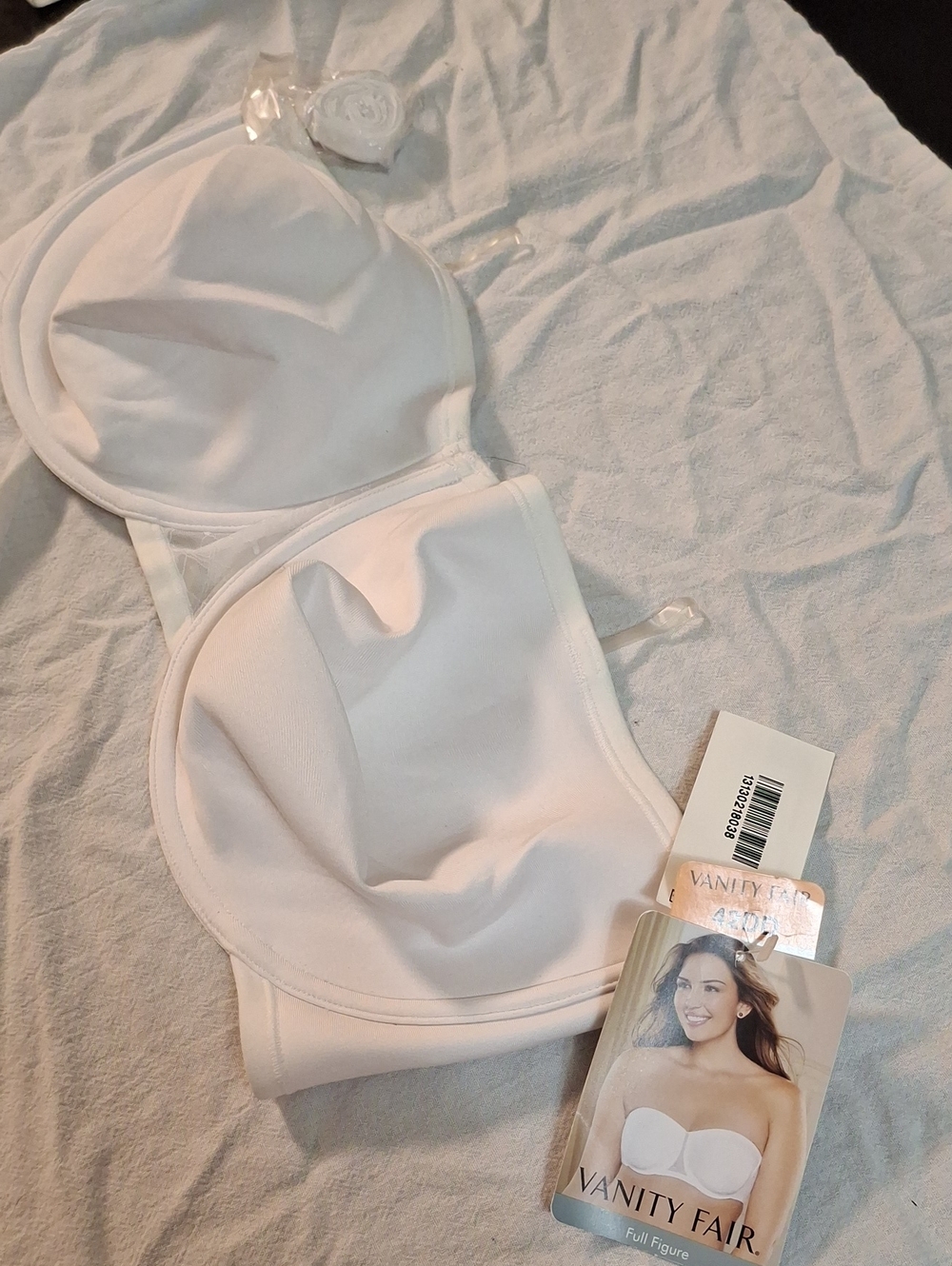 Vanity Fair White Strapless Full-Figure Bandeau Bra